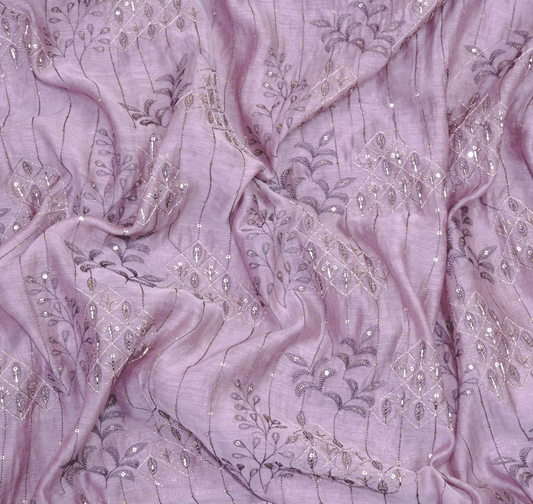 Dusty Rose Chanderi Silk with Intricate Zari and Sequin Detailing
