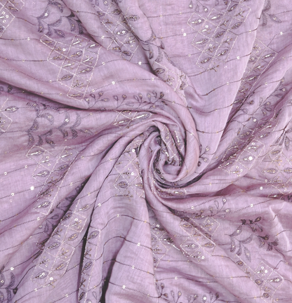 Dusty Rose Chanderi Silk with Intricate Zari and Sequin Detailing