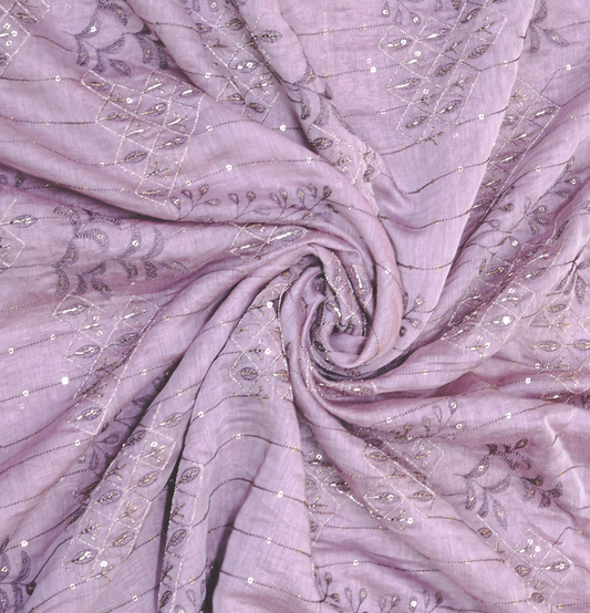 Dusty Rose Chanderi Silk with Intricate Zari and Sequin Detailing