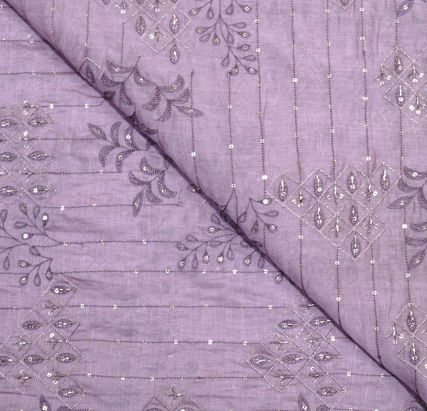Dusty Rose Chanderi Silk with Intricate Zari and Sequin Detailing