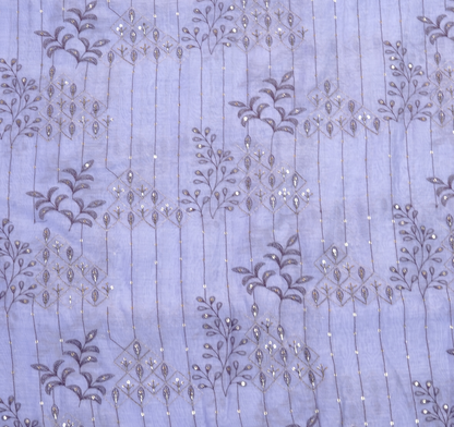 Lavender Blossom Chanderi Silk Cotton with Zari and Sequin Work