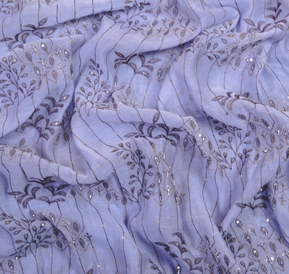 Lavender Blossom Chanderi Silk Cotton with Zari and Sequin Work