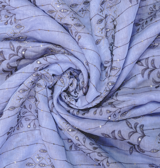 Lavender Blossom Chanderi Silk Cotton with Zari and Sequin Work