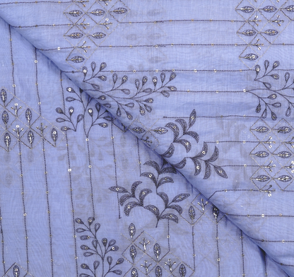 Lavender Blossom Chanderi Silk Cotton with Zari and Sequin Work