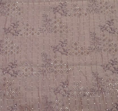 Muted Taupe Chanderi Silk with Shimmering Zari & Sequin Accents
