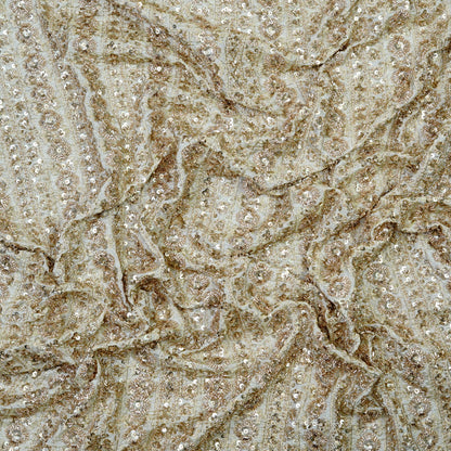 Luxe Striped Floral Embellished Tissue Fabric