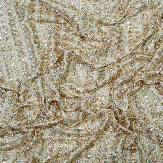 Luxe Striped Floral Embellished Tissue Fabric