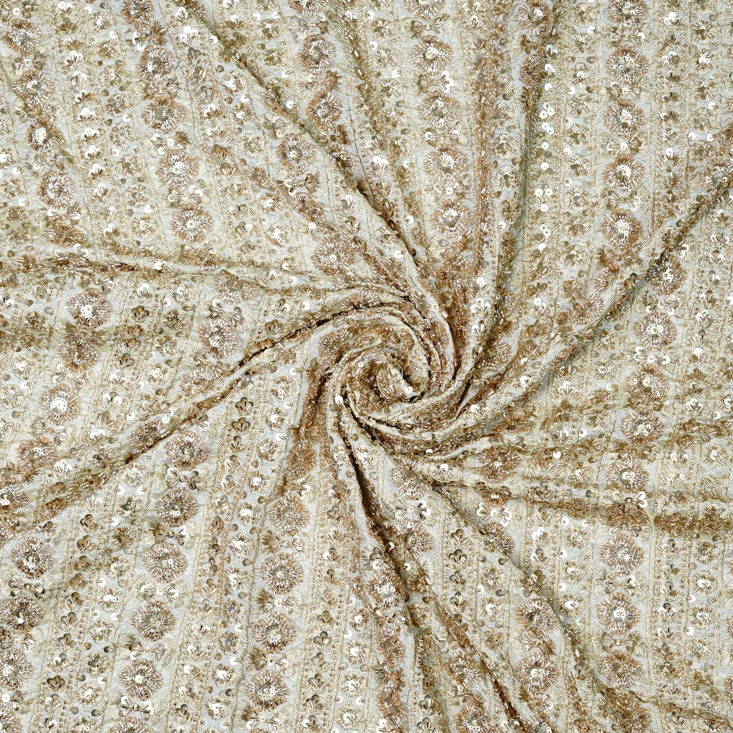 Luxe Striped Floral Embellished Tissue Fabric