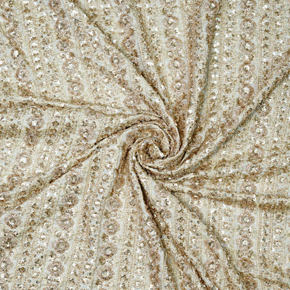 Luxe Striped Floral Embellished Tissue Fabric
