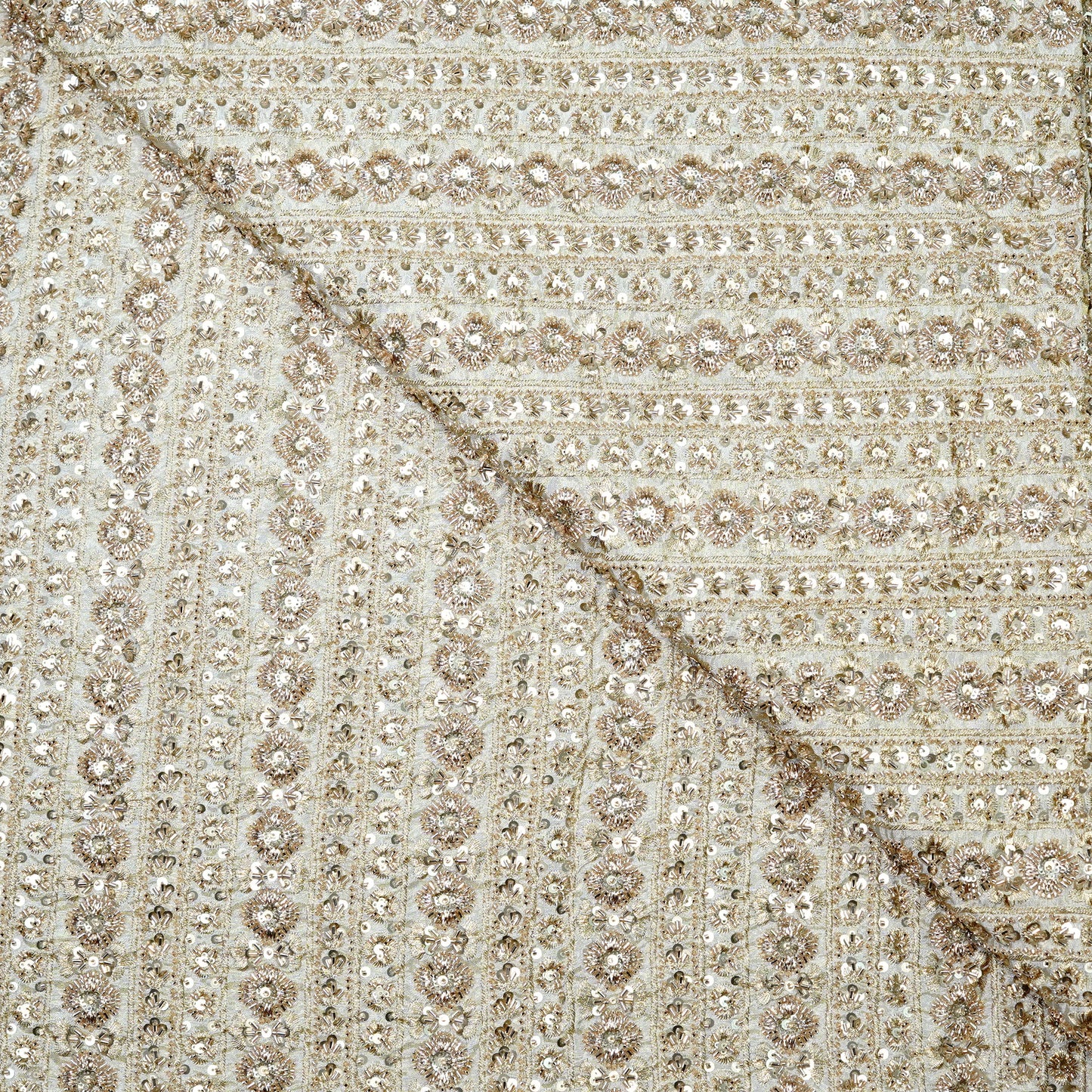 Luxe Striped Floral Embellished Tissue Fabric