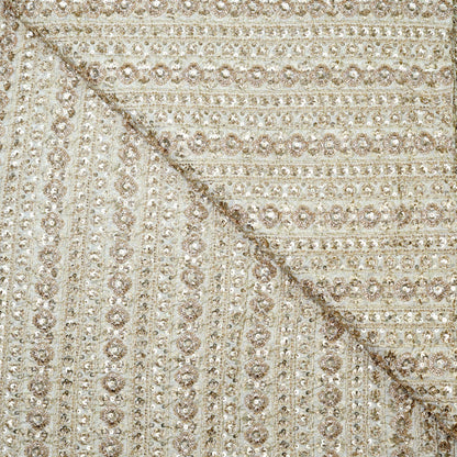 Luxe Striped Floral Embellished Tissue Fabric