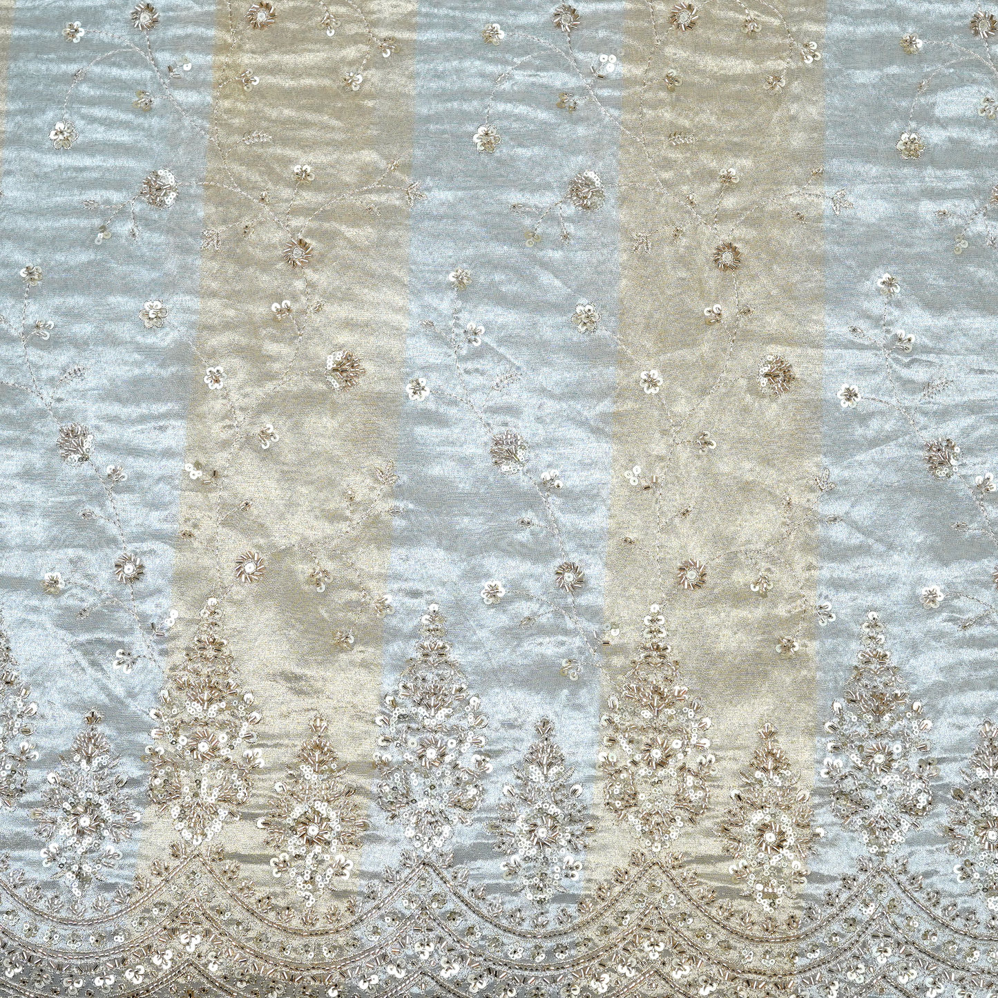 Celestial Gilded Tissue with Scalloped Zari Embroidery