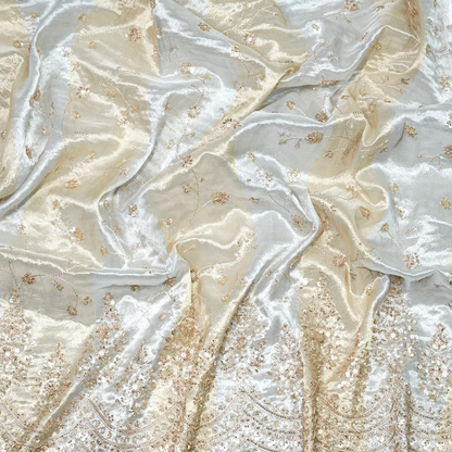 Celestial Gilded Tissue with Scalloped Zari Embroidery