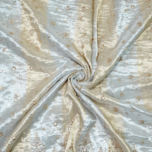 Celestial Gilded Tissue with Scalloped Zari Embroidery