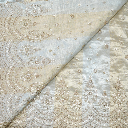 Celestial Gilded Tissue with Scalloped Zari Embroidery