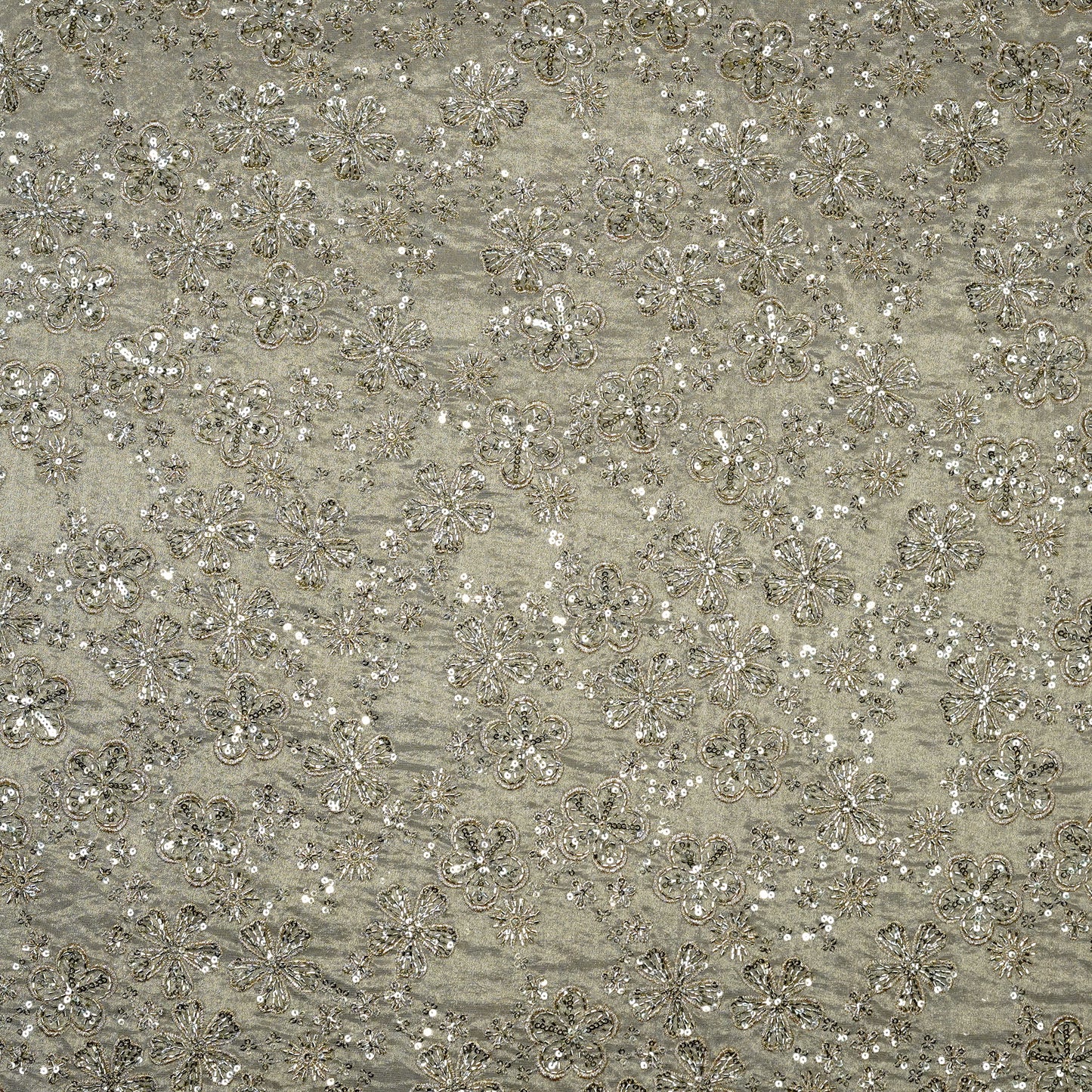 Shimmering Floral Sequin Tissue Fabric