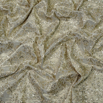 Shimmering Floral Sequin Tissue Fabric