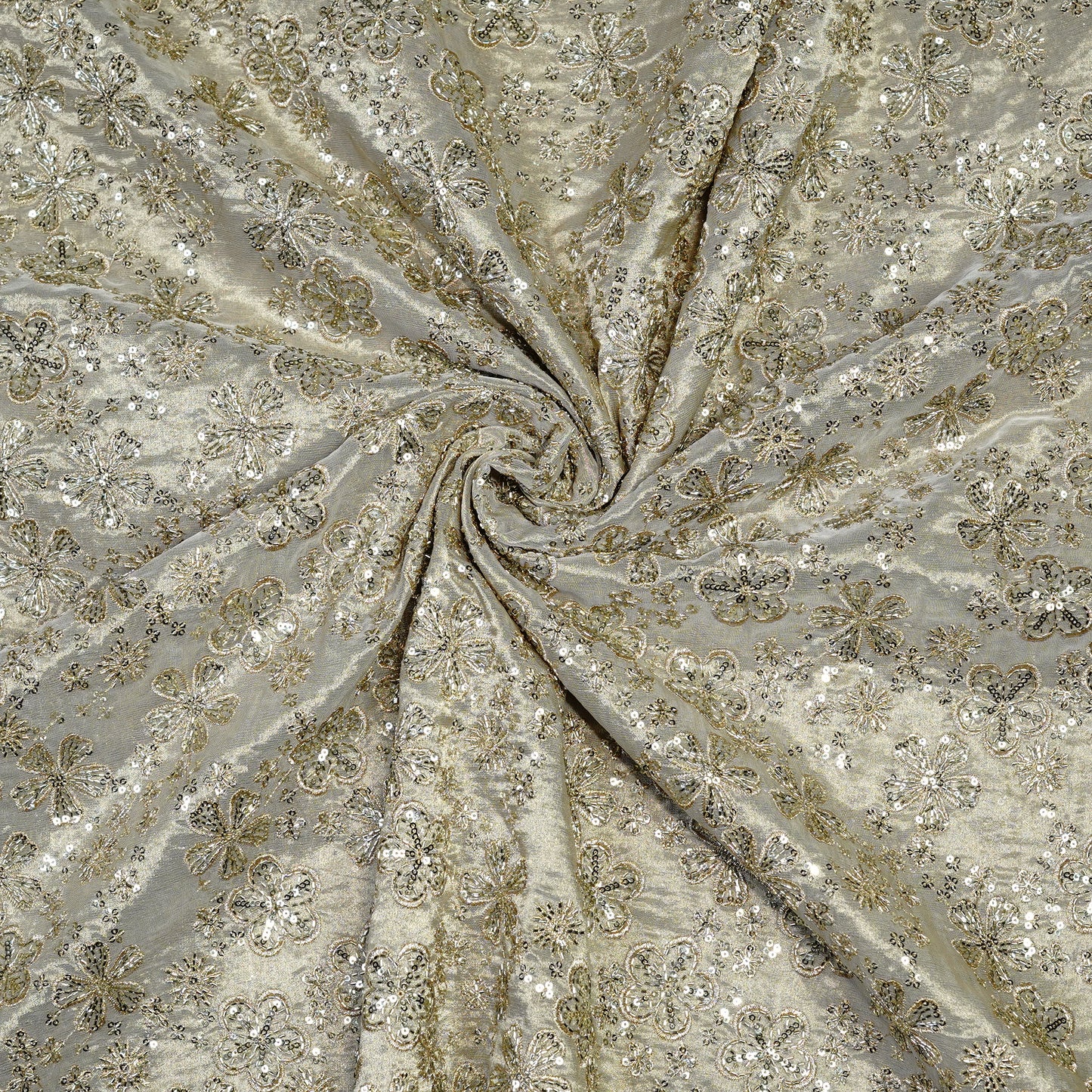 Shimmering Floral Sequin Tissue Fabric