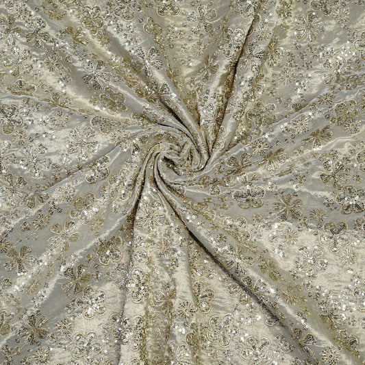 Shimmering Floral Sequin Tissue Fabric