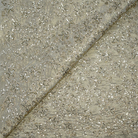 Shimmering Floral Sequin Tissue Fabric