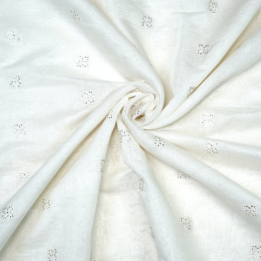 Classic Ivory Chanderi Silk with Buttis
