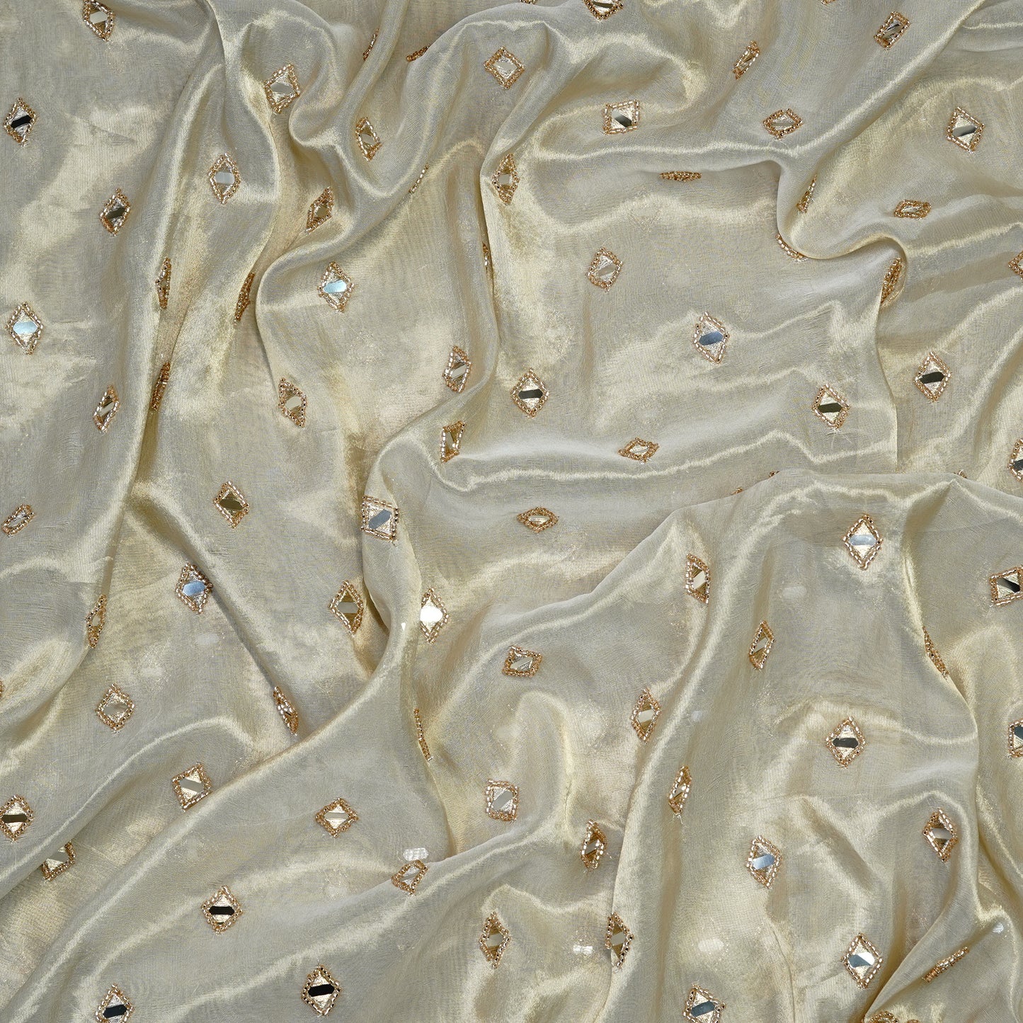 Elegant Mirror Work Tissue Fabric