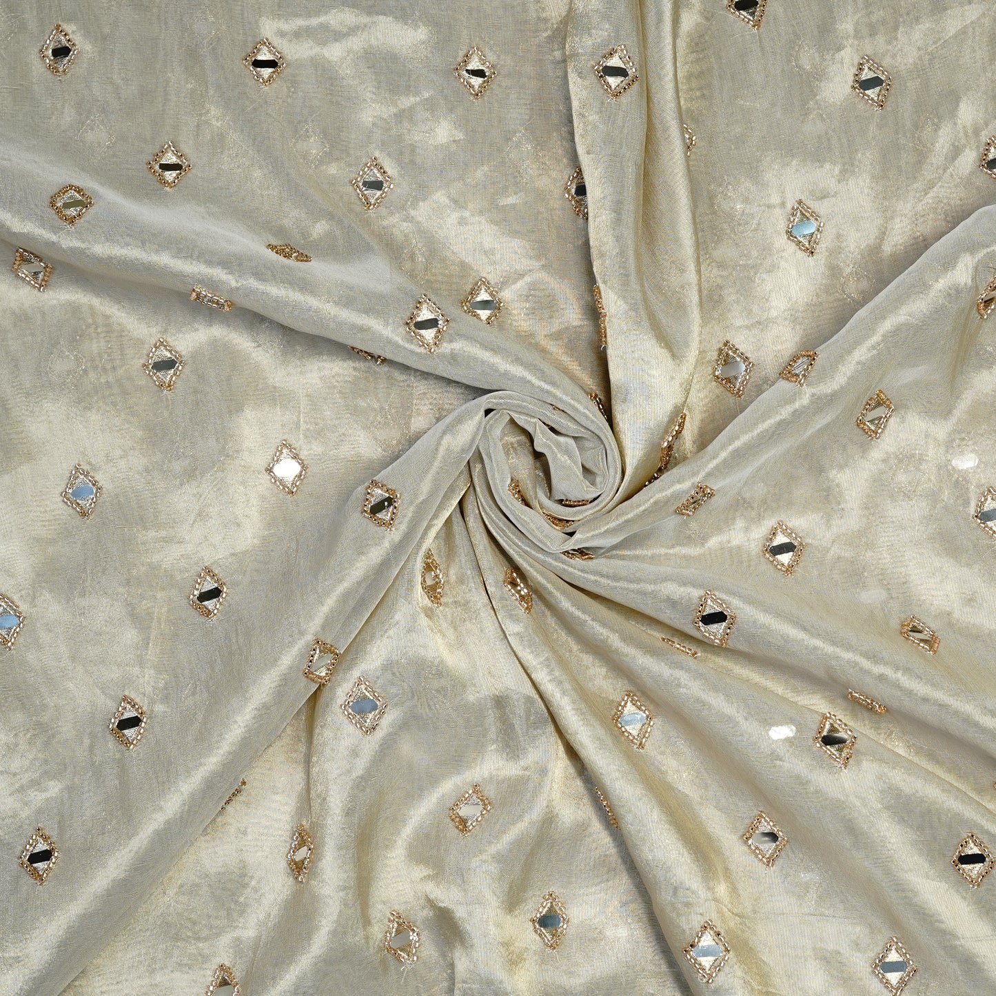 Elegant Mirror Work Tissue Fabric