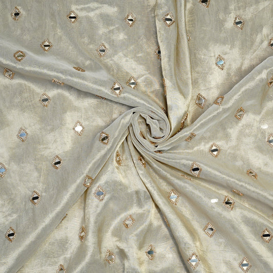 Elegant Mirror Work Tissue Fabric