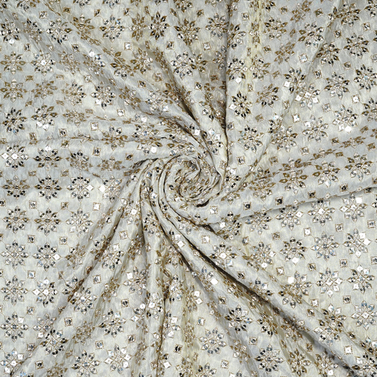 Elegant Gold Tissue Embellished Fabric