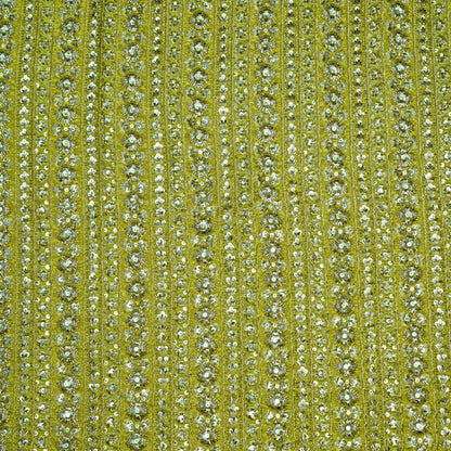 Radiant Yellow Gold Striped Embellished Tissue Fabric