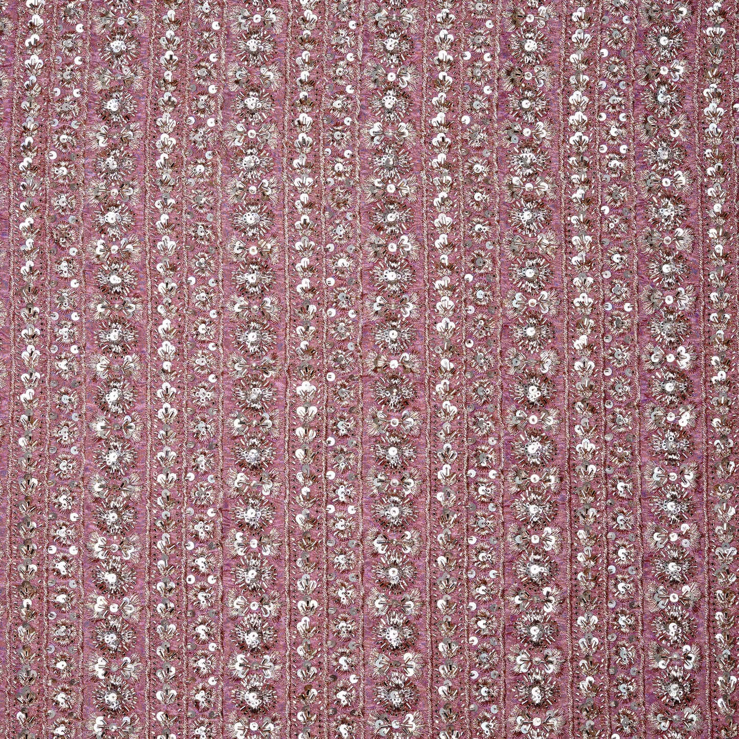 Blush Pink Striped Sequin Embellished Tissue Fabric
