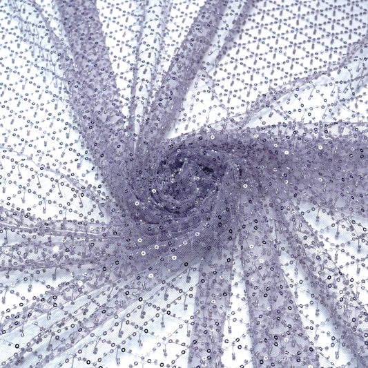 Elegant Lavender Shimmer Net Fabric