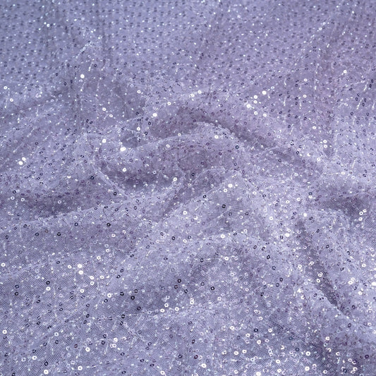Elegant Lavender Shimmer Net Fabric
