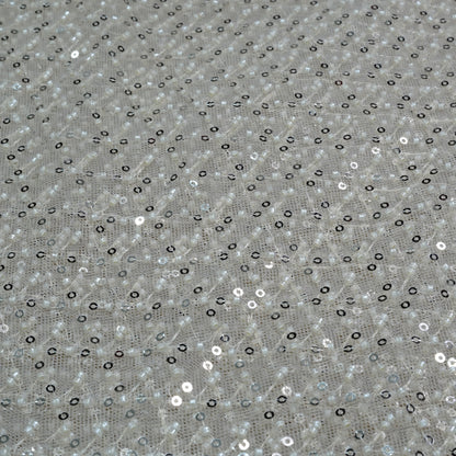 Elegant Ivory Shimmer Embellished Net Fabric