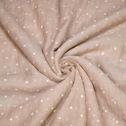 Elegant Beige Chanderi Fabric with White Buti Work