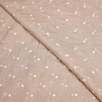 Elegant Beige Chanderi Fabric with White Buti Work