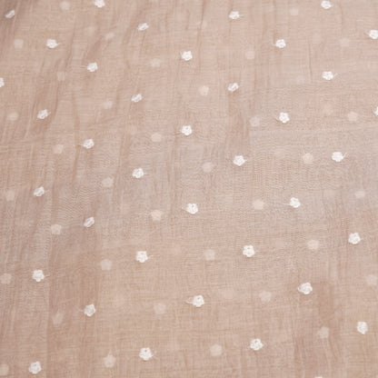 Elegant Beige Chanderi Fabric with White Buti Work