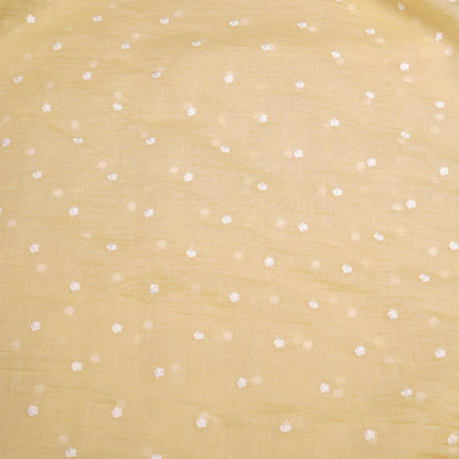 Soft Yellow Chanderi Fabric with White Buti Work