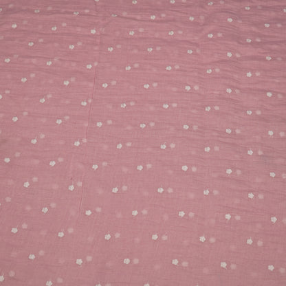 Elegant Pink Chanderi Fabric with Delicate Buti Work