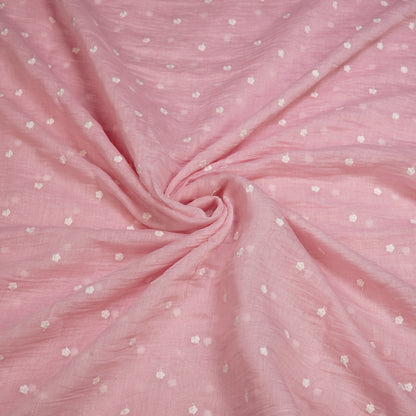 Elegant Pink Chanderi Fabric with Delicate Buti Work