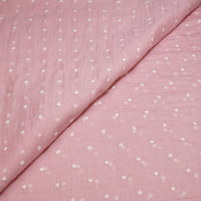 Elegant Pink Chanderi Fabric with Delicate Buti Work