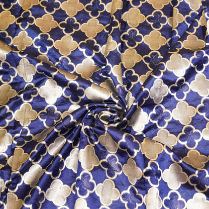 Royal Blue Banarasi Silk Brocade Fabric