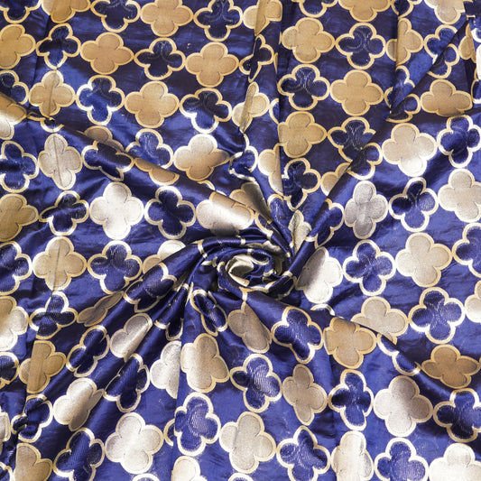 Royal Blue Banarasi Silk Brocade Fabric