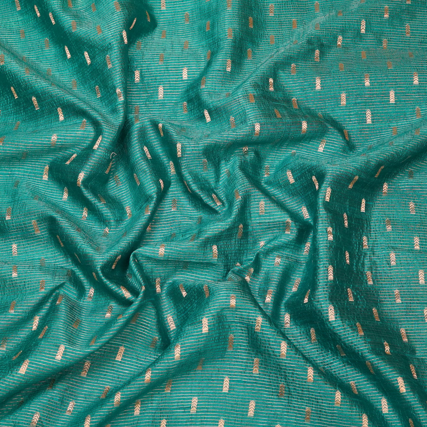 Teal Green Banarasi Silk Brocade Fabric