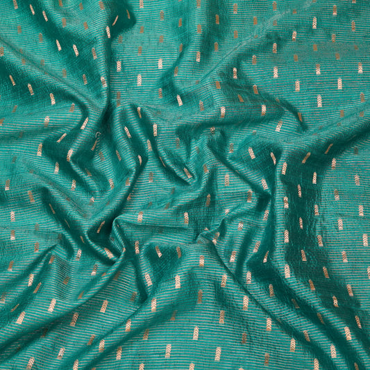 Teal Green Banarasi Silk Brocade Fabric