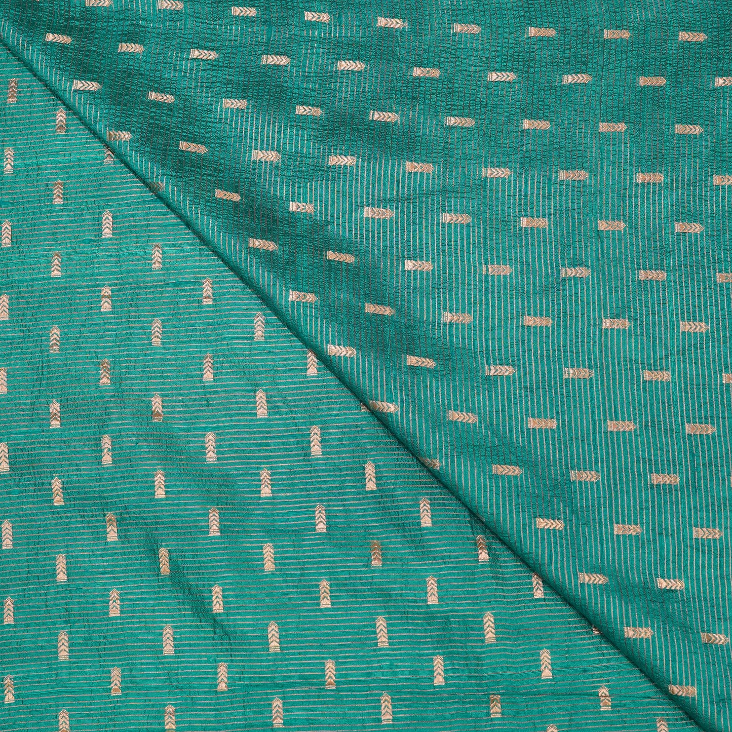 Teal Green Banarasi Silk Brocade Fabric