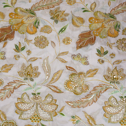 Embellished Floral Organza Fabric