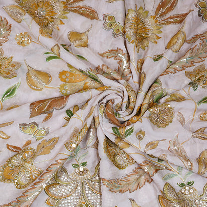 Embellished Floral Organza Fabric