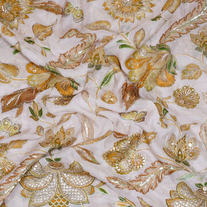 Embellished Floral Organza Fabric