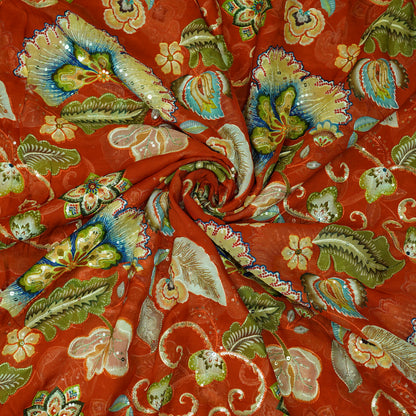 Vibrant Floral Organza Fabric